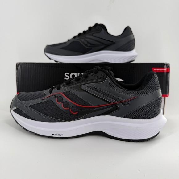 Saucony Other - Saucony Cohesion 17 Mens Running Shoes Shadow Black Red Wide 4E S20944-101 Sz 8